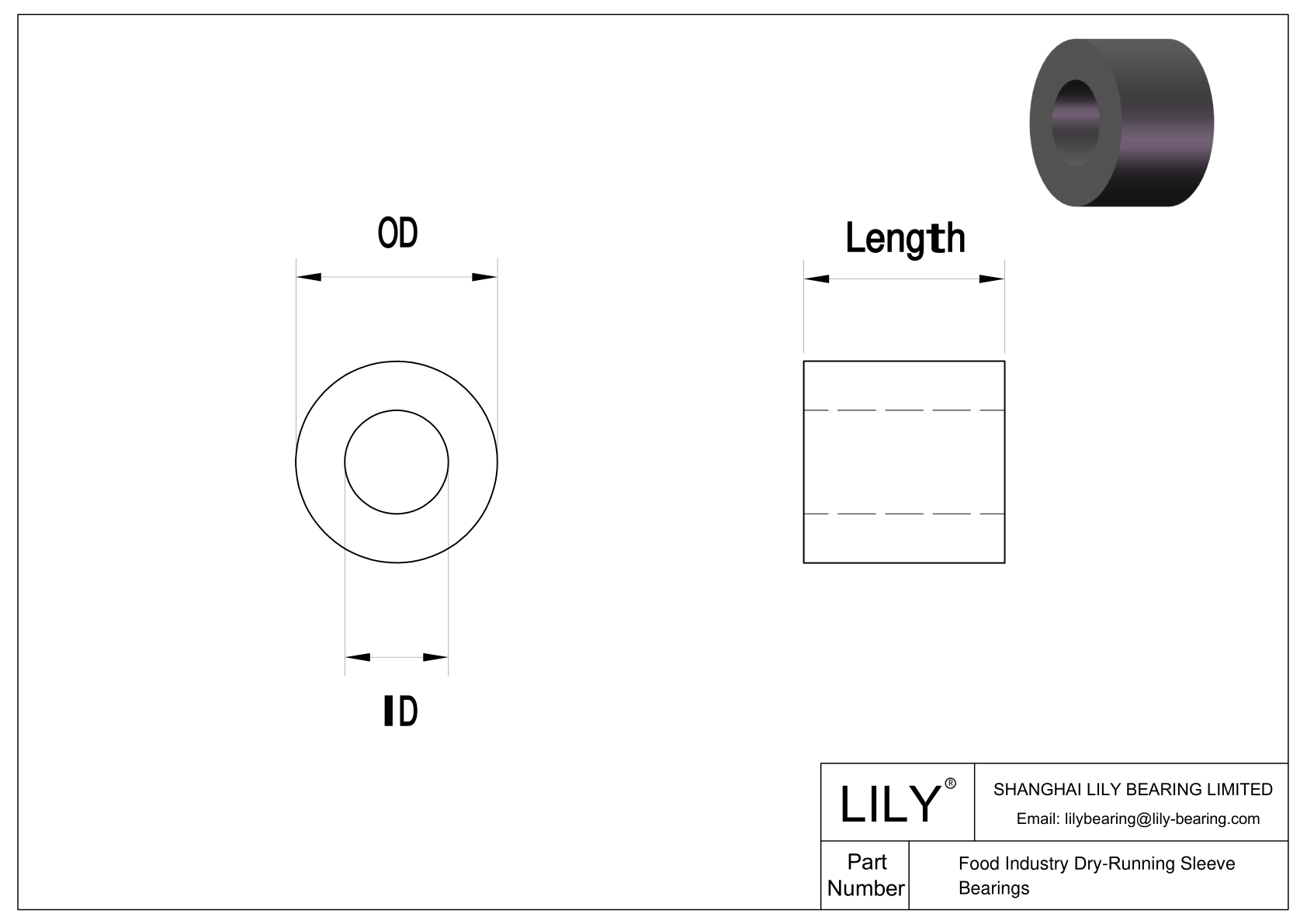 57785K16 Food Industry Dry-Running Sleeve Bearings cad drawing
